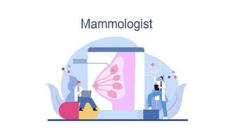 mammoloog concept overleg met dokter over borst ziekte idee van gezondheidszorg en medisch vector