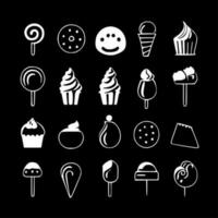 snoepgoed, zwart en wit vector illustratie
