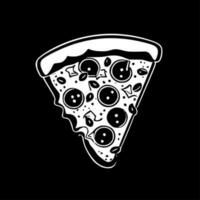 pizza - zwart en wit geïsoleerd icoon - vector illustratie