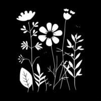 boho bloemen, minimalistische en gemakkelijk silhouet - vector illustratie