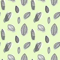 grijs bladeren Aan groen achtergrond patroon vector