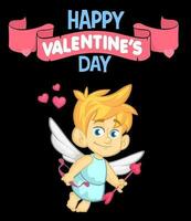 grappig Cupido met boog en pijl het richten Bij iemand. tekenfilm illustratie van een Valentijnsdag dag. vector