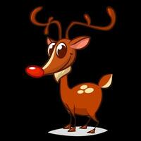 grappig tekenfilm rood neus- rendier. Kerstmis vector illustratie geïsoleerd