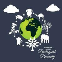 illustratie van een achtergrond voor Internationale dag voor biologisch diversiteit. vector