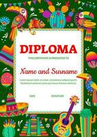 kinderen diploma certificaat Mexicaans sombrero, cactussen vector