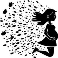 zwangerschap, zwart en wit vector illustratie