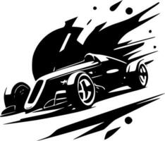 racing - zwart en wit geïsoleerd icoon - vector illustratie