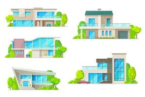 echt landgoed huis of huis gebouw geïsoleerd pictogrammen vector