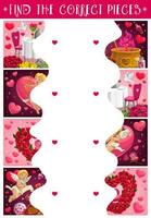 heilige Valentijn dag puzzel met bloemen en cupido's vector