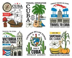 Cuba reizen pictogrammen, Havana caraïben toerisme vector