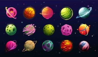 ruimte planeten, tekenfilm fantasie buitenaards wezen heelal vector