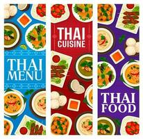 Thais keuken voedsel traditioneel borden, maaltijd banners vector