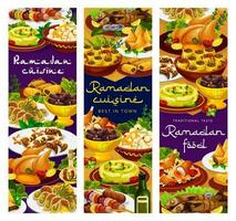 Ramadan voedsel iftar Islam keuken menu maaltijd banners vector