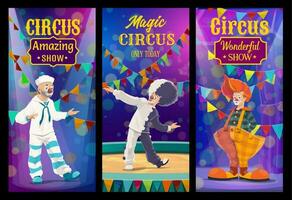 shapito circus clowns tekenfilm tekens banners vector