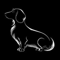 teckel hond, zwart en wit vector illustratie