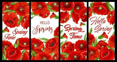 rood papaver bloemen voorjaar vector verticaal banners