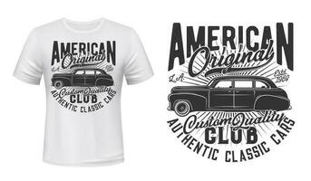 Amerikaans oud auto t-shirt afdrukken vector mockup