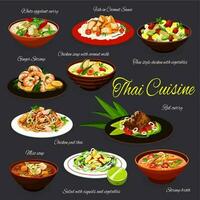 Thais keuken zeevruchten, vlees en groente voedsel vector