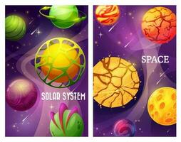 fantasie ruimte heelal, tekenfilm vector buitenaards wezen planeten