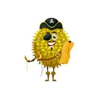 durian grappig piraat emoticon met zwaard in hoed vector