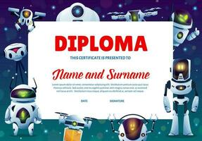 tekenfilm robots kinderen onderwijs diploma, certificaat vector