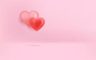 roze banner met hartballonnen op roze achtergrond vector