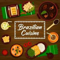 braziliaans keuken tekenfilm poster, Brazilië maaltijden vector