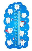 tekenfilm tanden met tandenborstels, kinderen hoogte tabel vector