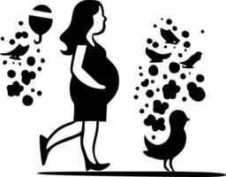zwangerschap, minimalistische en gemakkelijk silhouet - vector illustratie