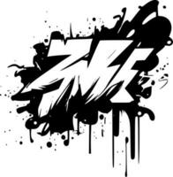 graffiti - zwart en wit geïsoleerd icoon - vector illustratie