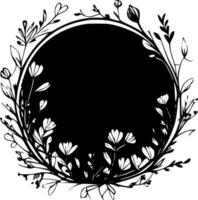 bloemen kader, zwart en wit vector illustratie