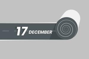 december 17 kalender icoon rollend binnen de weg. 17 december datum maand icoon vector illustrator.