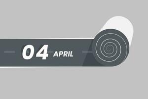 april 4 kalender icoon rollend binnen de weg. 4 april datum maand icoon vector illustrator.