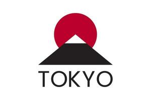 Japan stad tokyo logo met stijgende lijn zon symbool. vector