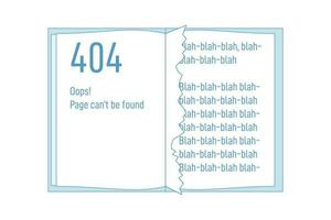 boek of notitieboekje met 404 gescheurd uit bladzijde vector