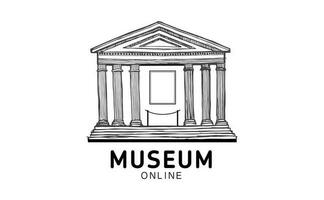 online museum hand- getrokken illustratie. vector