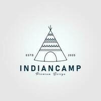 Indisch kamp lijn kunst logo tipi's cultuur icoon en symbool, vector illustratie ontwerp