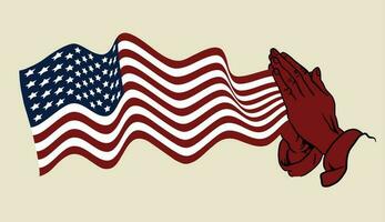 Amerikaans vlag met hand- illustratie vector