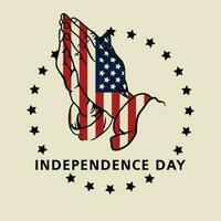 hand- silhouet met Amerikaans vlag onafhankelijkheid dag poster vector