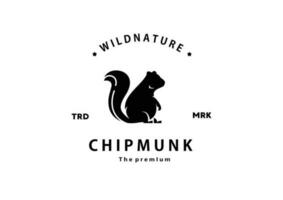wijnoogst retro hipster chipmunk logo vector silhouet kunst icoon