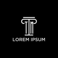 tm monogram eerste logo met pijler vorm icoon ontwerp vector