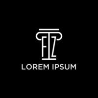 fz monogram eerste logo met pijler vorm icoon ontwerp vector