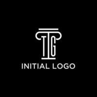 tg monogram eerste logo met pijler vorm icoon ontwerp vector