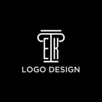 ek monogram eerste logo met pijler vorm icoon ontwerp vector
