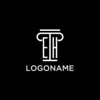 eh monogram eerste logo met pijler vorm icoon ontwerp vector