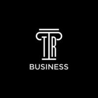tr monogram eerste logo met pijler vorm icoon ontwerp vector