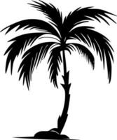 palm boom - zwart en wit geïsoleerd icoon - vector illustratie