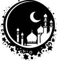 Ramadan, zwart en wit vector illustratie