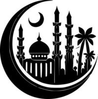 Ramadan - zwart en wit geïsoleerd icoon - vector illustratie