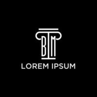 bm monogram eerste logo met pijler vorm icoon ontwerp vector